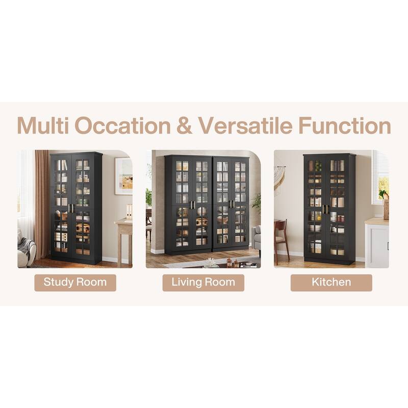 71" Tall Modern Storage Cabinet with Doors and Adjustable Shelves