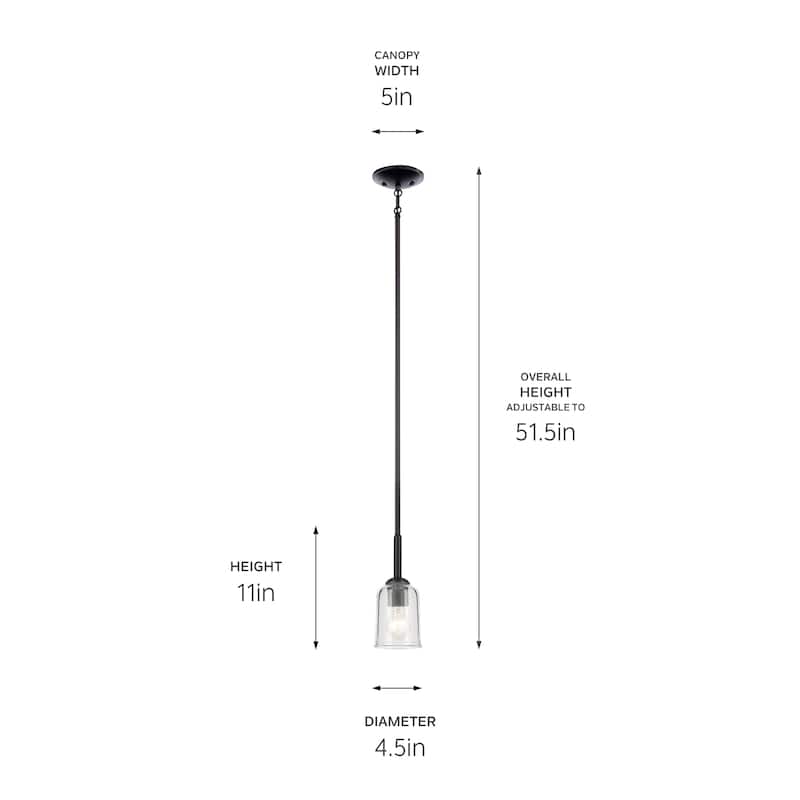 Kichler Lighting Shailene 1-Light Mini Pendant Light with Clear Glass