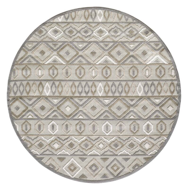 Domani Napa Moroccan Hygge Indoor/ Outdoor Rug - 7'10' Round - Taupe