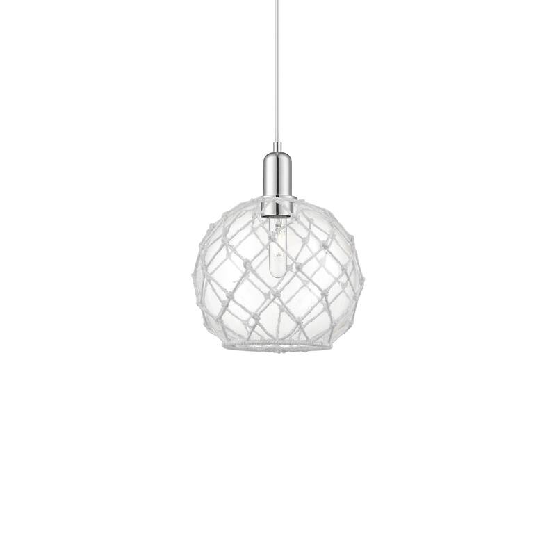 Innovations Lighting 716-1P-13-10 Farmhouse Rope Pendant Farmhouse - Polished Chrome / Clear Glass with White Rope