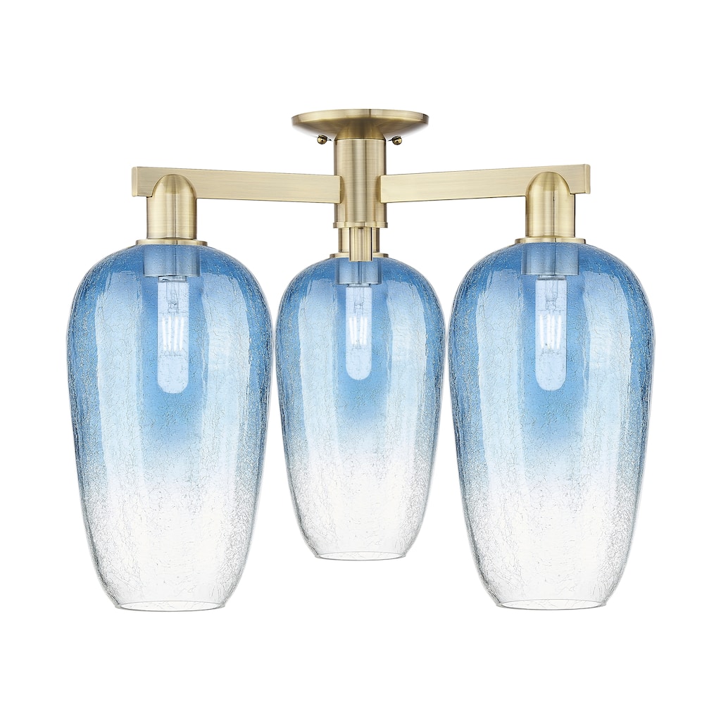 Innovations Lighting Downtown Urban - Brookhaven Flute - 3 Light 25" Semi-Flush Mount