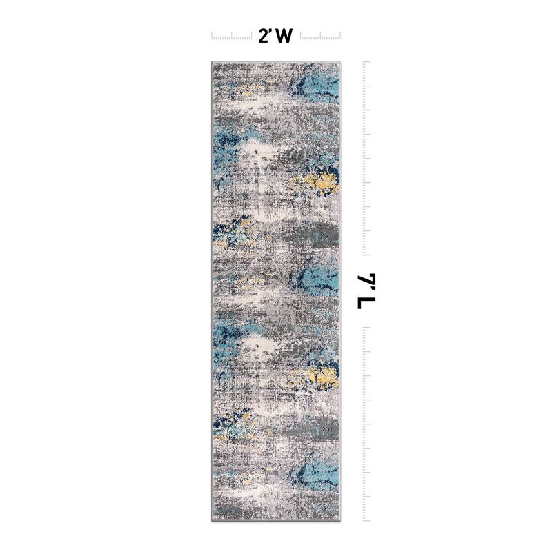World Rug Gallery Geneva Contemporary Distressed Absract Area Rug