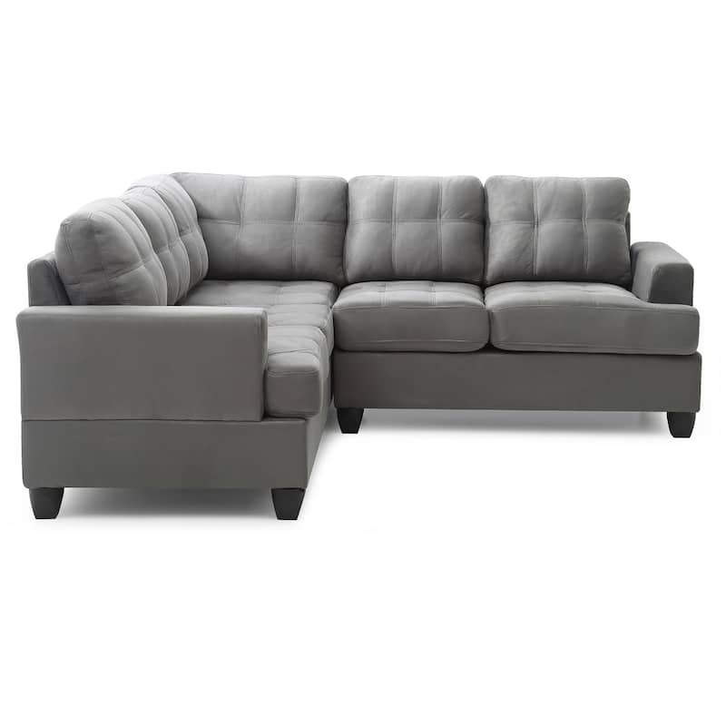 Tufted Microsuede L-Shape Sectional Sofa - 80" - Gray