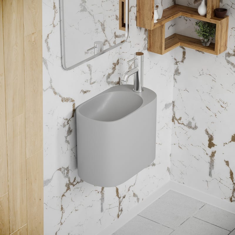 Terre 17.5" Right Side Faucet Wall-Mount Bathroom Sink in White