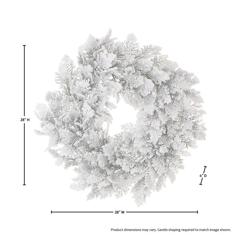 28" Snowy Acadia Cedar Wreath