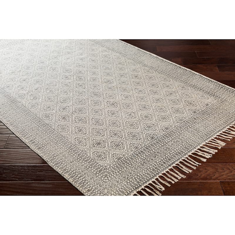 Livabliss Carnoustie Handmade Boho Border Cotton Area Rug
