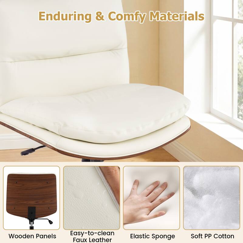 Gymax Armless Office Chair w/Wheels Curved Backrest Padded Seat Smooth