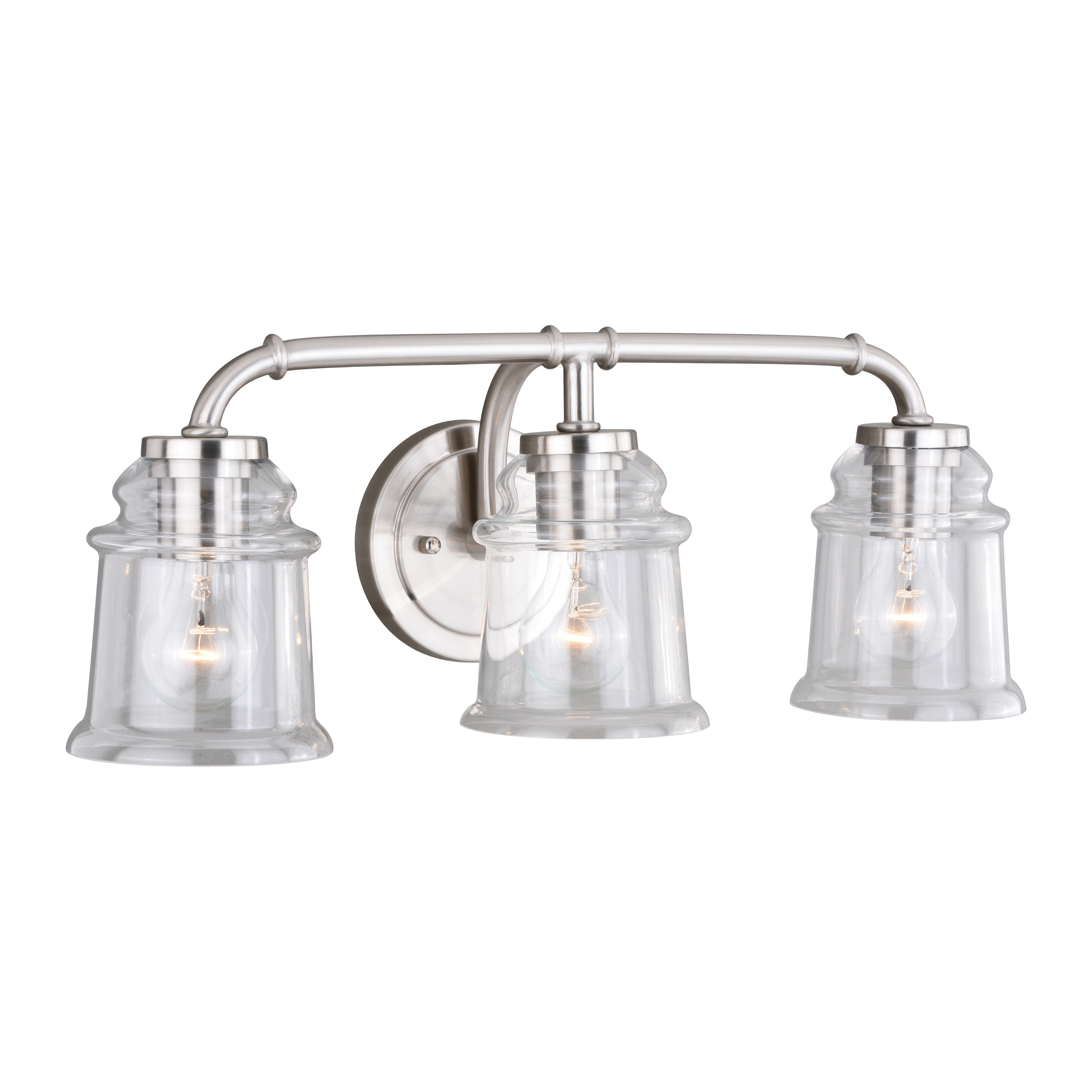 Toledo 3-Light 22 inch Wide Satin Nickel Bathroom Vanity Lighting