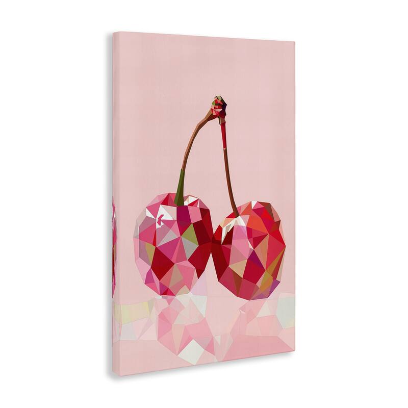 Stupell Pink Geometric Cherries Canvas Wall Art Design By LSR Design Studio