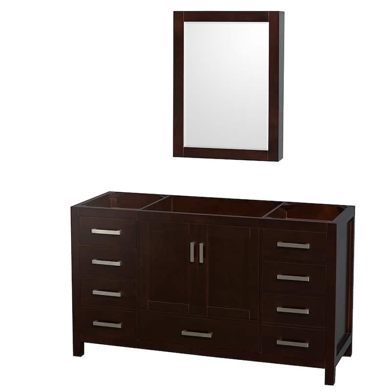 Wyndham Collection Sheffield 60" Hardwood Vanity Cabinet and Medicine - Espresso - Espresso Finish