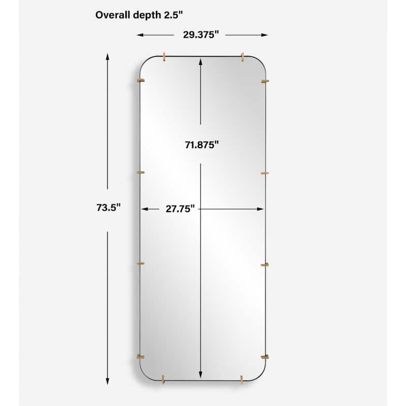 Industrial Styles Rectangular Dressing Wall Mirror - 73.5" - Antiqued Brushed Gold Finish
