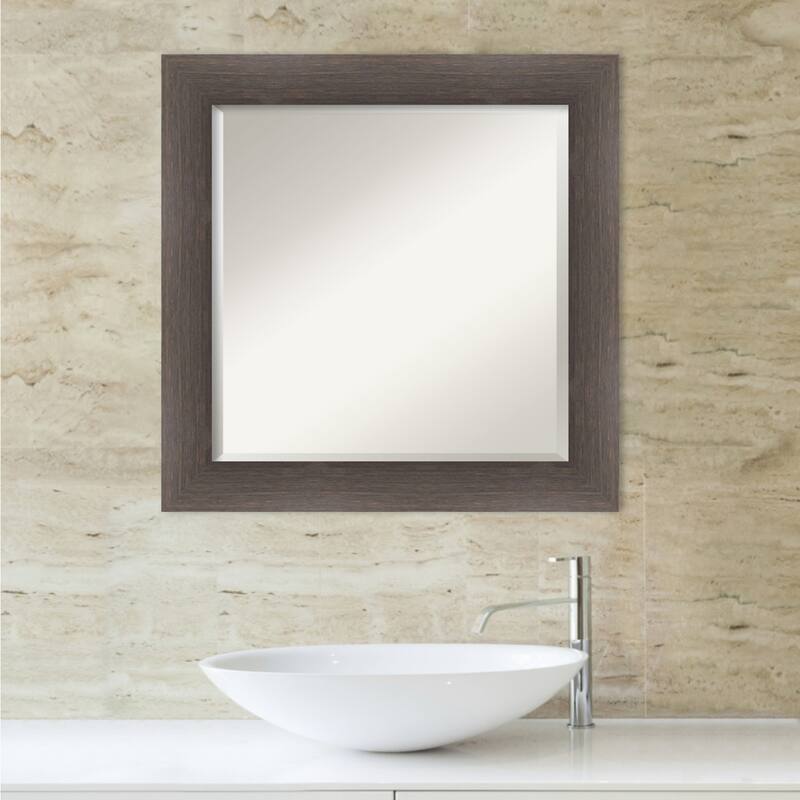 Beveled Wood Bathroom Wall Mirror - Hardwood Chocolate Frame - Hardwood Chocolate