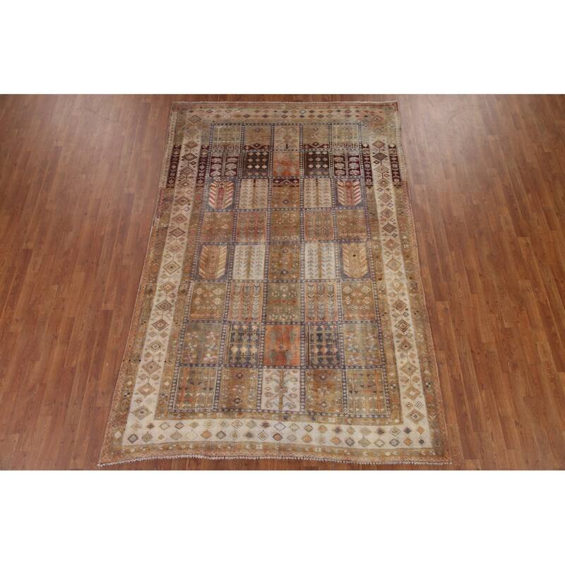 Hand Knotted Oriental 100% Wool Carpet Traditional Garden Design Multi-Colored Bakhtiari Area Rug - 9' 6'' X 6' 5''