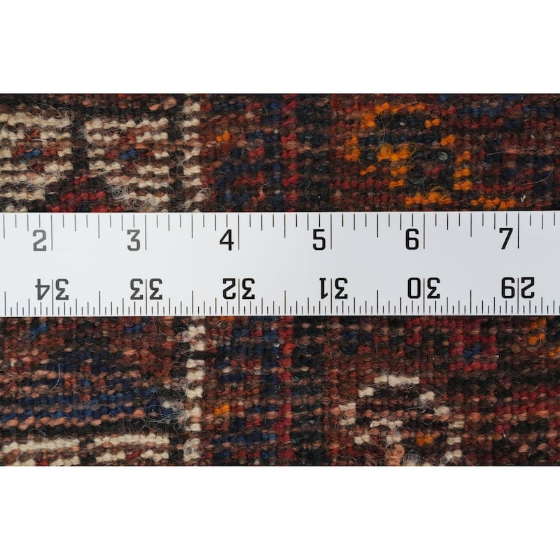 Hand Knotted Oriental 100% Wool Carpet Traditional Tribal Navy Blue & Blues Shiraz Runner Rug - 12' 2'' X 4' 3''