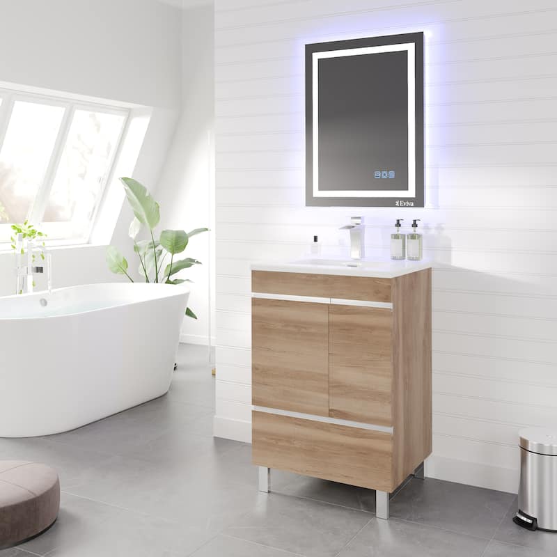 Eviva Petite 24"W x 18"D Bath Vanity with White Porcelain Countertop