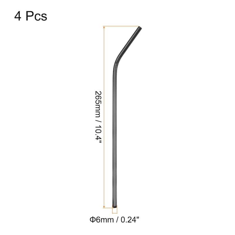 Reusable Metal Straws 4Pcs, Stainless Steel Bent Straw 10.4" Long