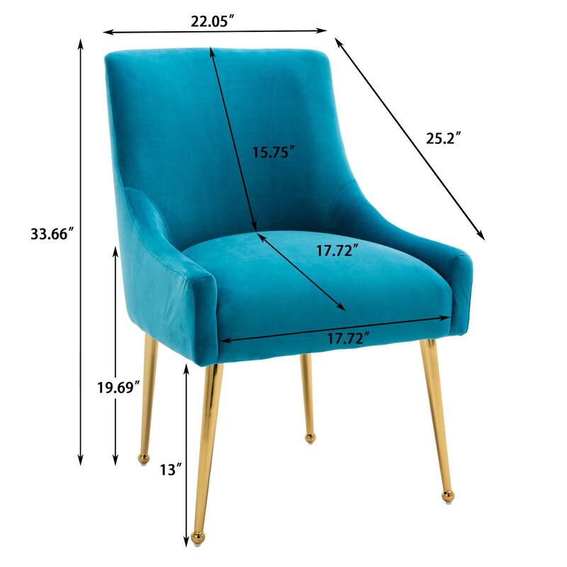Clihome Stainless Steel Frame Dining Velvet Side Chairs(Set of 2)