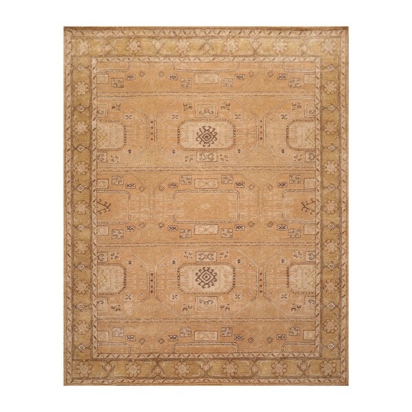 Hand Knotted Peach,Beige Hand Made Wool Transitional Oriental Area Rug