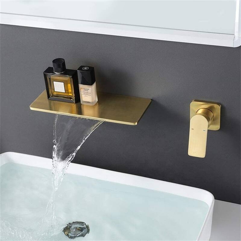Modern Single Handle Bathroom Sink Faucet with Waterfall Spout Design and Adjustable Water Temperature and Flow