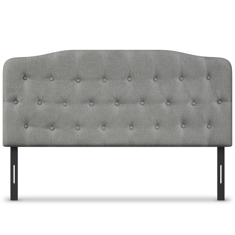 Queen Upholstered Headboard with Adjustable Heights - Light Grey