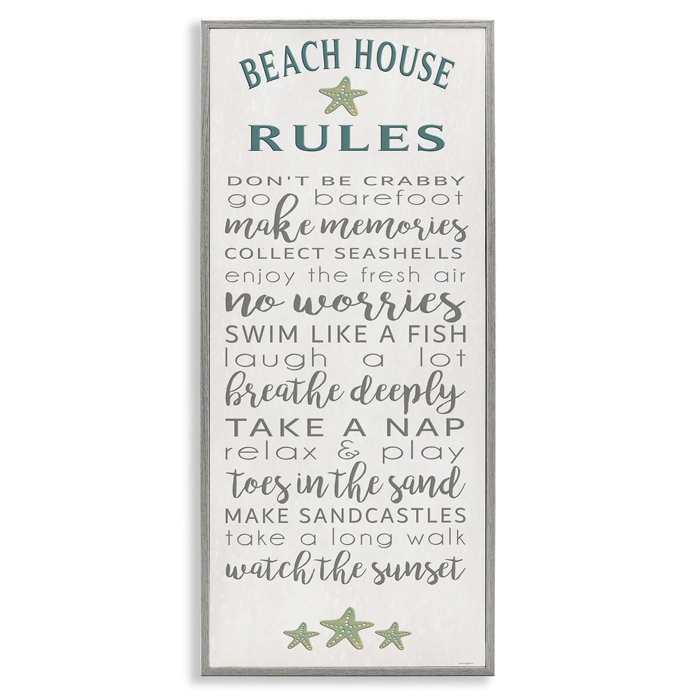 Stupell Fun Recreations Beach Rules Framed Giclee Art Design By Seven Trees Design