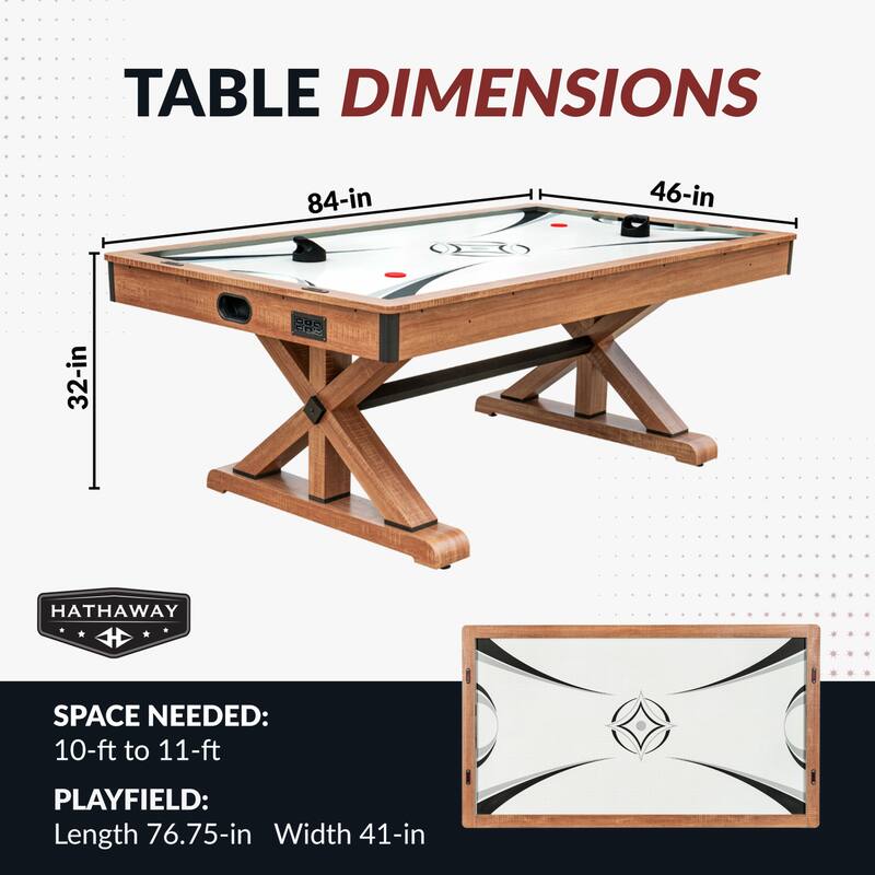 Daulton 84-in Air Hockey Table with LED Scoring