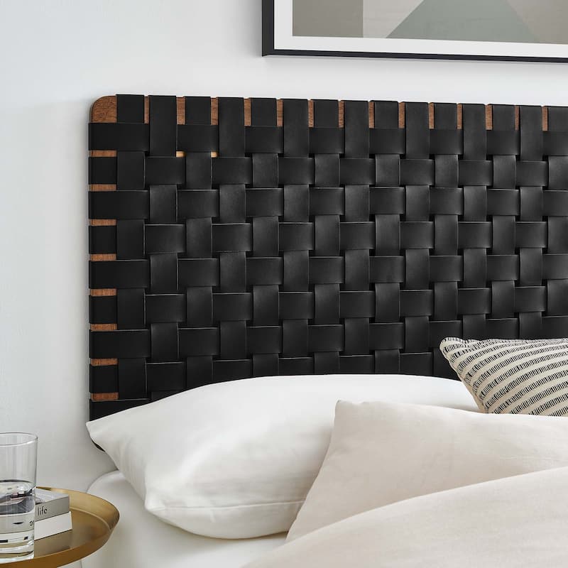 Sparta Wall-Mount Twin/Full/Queen/King Vegan Leather Weave Headboard