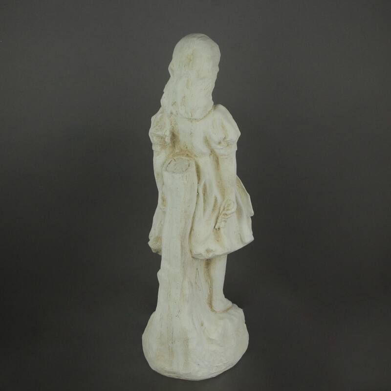 Alice In Wonderland Antique White Finish Concrete Statue 19.5 Inch - 19.5 X 6.5 X 6.25 inches