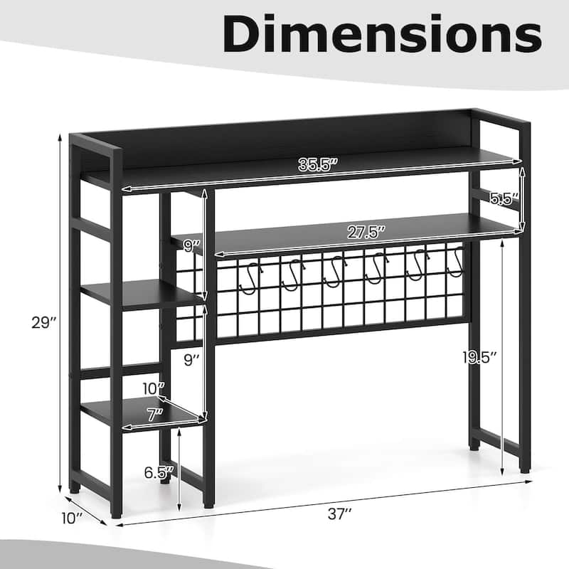 Costway Desk Shelf 4-Tier Desktop Display Rack with Metal Grid Panel & - See Details