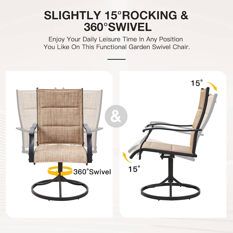 EROMMY Outdoor Swivel Patio Chairs 2/4 Pack, High-Back Textilene Dining Rocker Chairs with Metal Frame