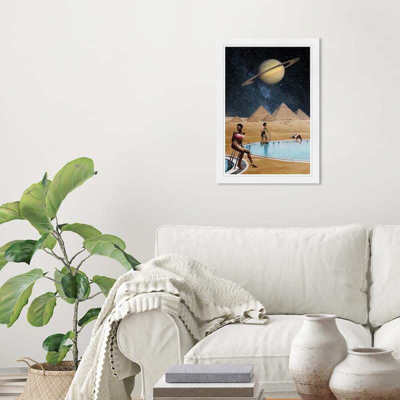 Wynwood Studio Prints Astronomy and Space Going For A Dip Brown and Beige Bohemian & Eclectic Wall Art Canvas Print - White