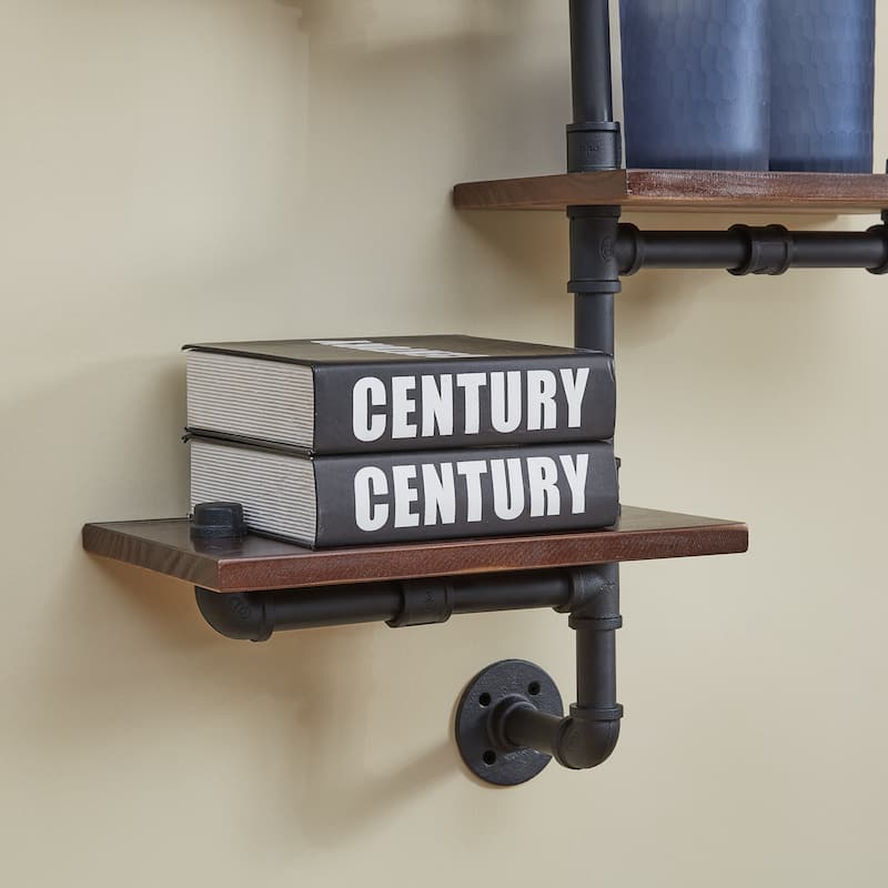 Danya B. 3-Tier Vertical Staggered Industrial Rustic Pipe Shelves