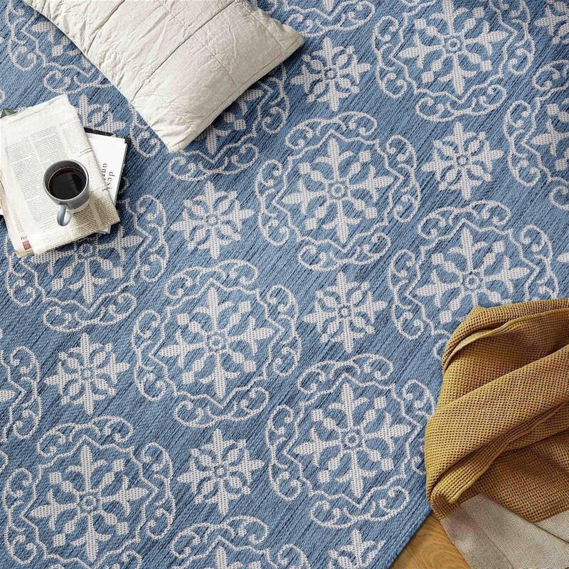 World Rug Gallery Transitional Geometric Textured Flat Weave Indoor/Outdoor Area Rug