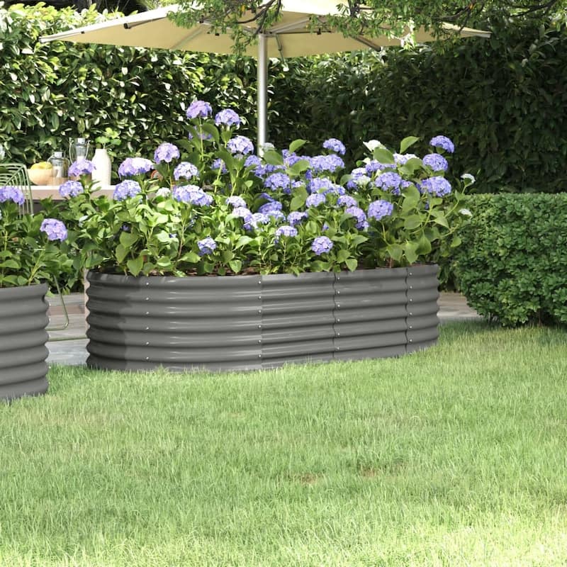 vidaXL Raised Garden Bed Raised Flower Bed Galvanized Steel Outdoor Planter - 59.8"x31.5"x14.2" - Gray