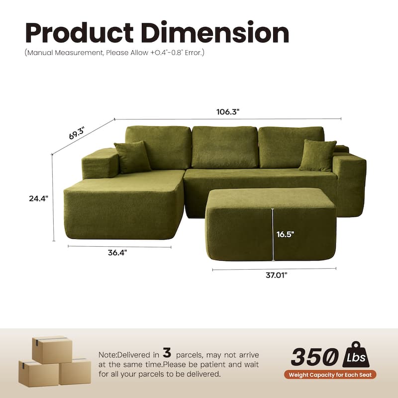 ​​OVIOS Lazy Chaise Lounge Sofa with Ottoman​