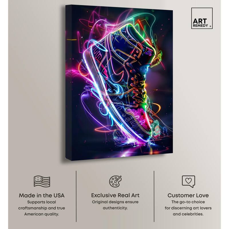 Bright Lights Sneaker Canvas by Art Remedy, Gallery Wrapped