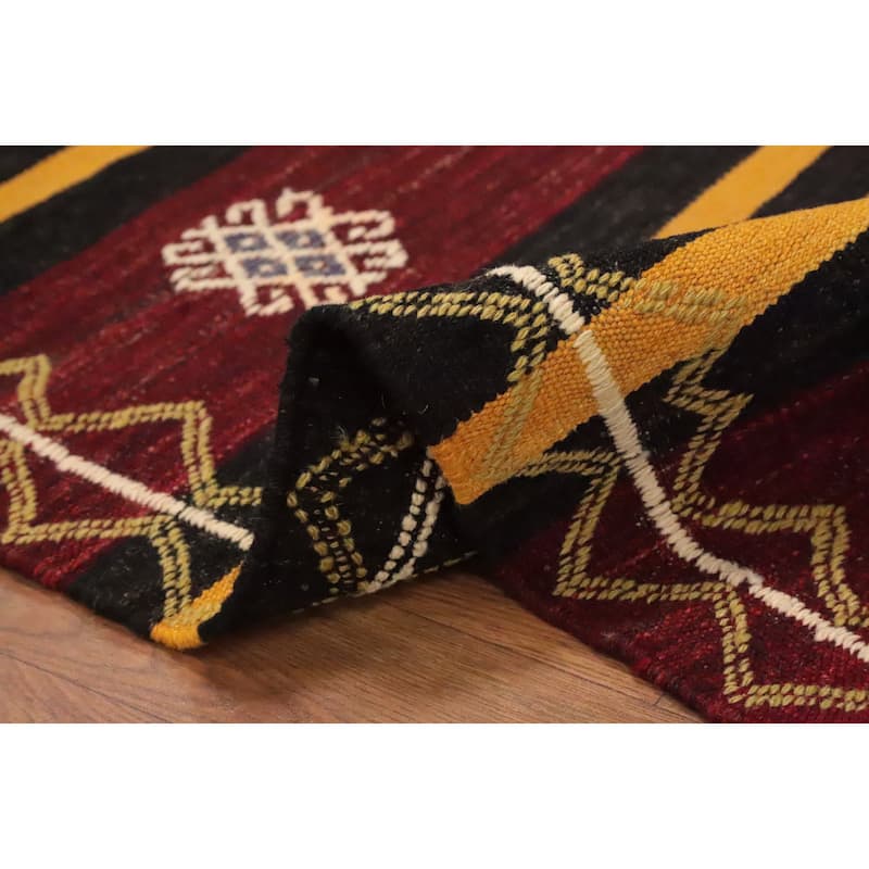 Hand Woven Oriental 100% Wool Carpet Southwestern Tribal Multi-Colored Kilim Area Rug - 10' 1'' X 6' 5''