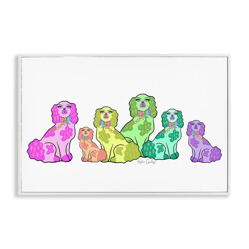 Stupell Colorful Posh Pooches Framed Giclee Art Design By Katie Conley - 24 x 16 - White