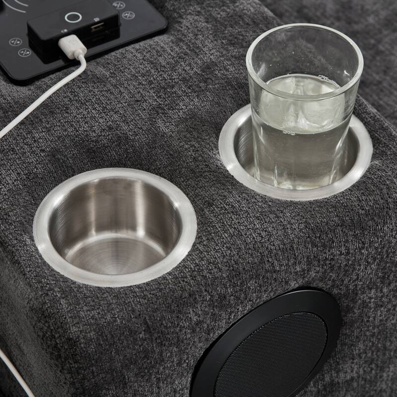 126" U-Shaped Sectional Sofa with Storage Ottomans & Bluetooth Speakers - Modular Couch with LED Lights, Console