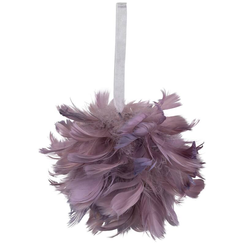 Feathered Christmas Ball Ornament - 5.5" - French Lilac