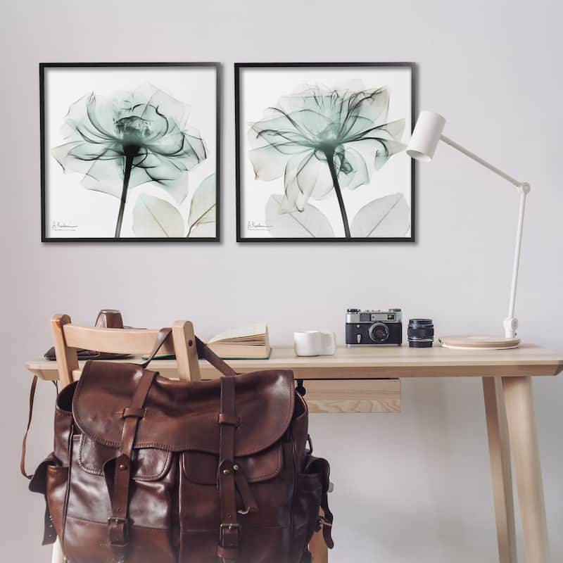 Stupell Serene Emerald Rose Framed Giclee Art Design By Albert Koetsier (Set of 2)