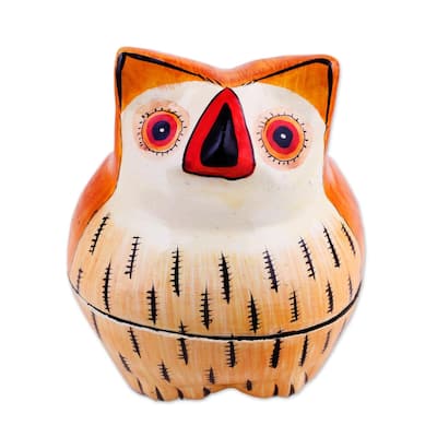 Novica Handmade Owl Master Papier Mache Decorative Box