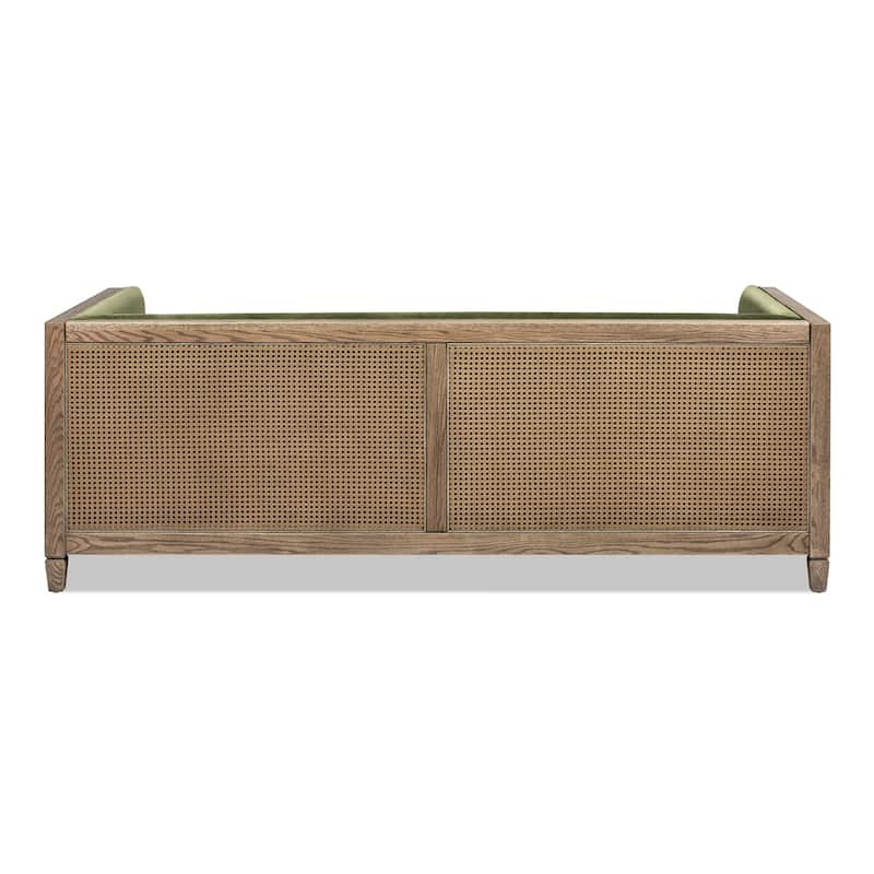 Georgia 81" Oak Wood & Rattan Sofa