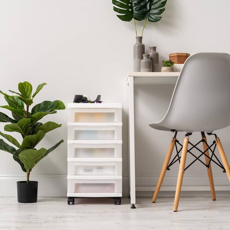 5-Drawer Storage Cart White/Pearl