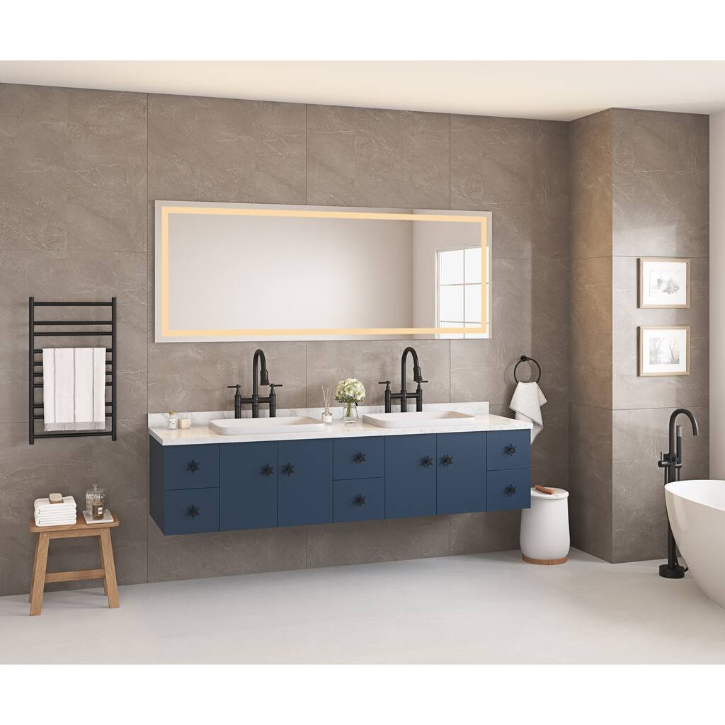 72 x 32 Inch LED Bathroom Mirror, Wall Mounted Vanity Mirror, Anti-Fog, Memory, Stepless Dimmable