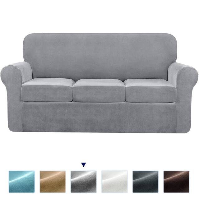 Subrtex Sofa Cover Stretch Slipcover with Separate Cushion Covers - Sofa - Light Gray