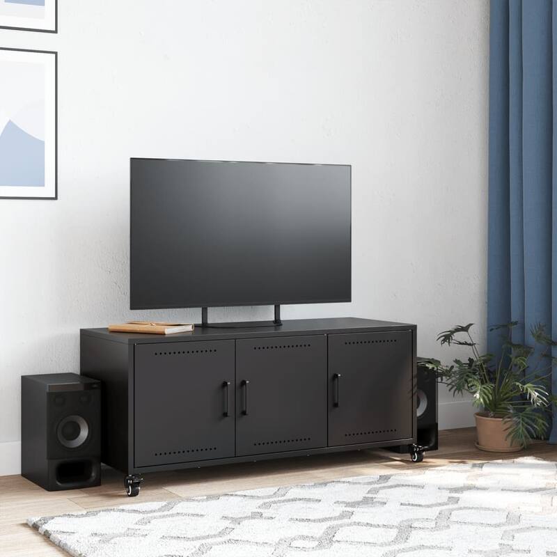 vidaXL TV Stand Entertainment Center Living Room Media Unit Cold-rolled Steel - 15.4 x 39.6 x 17.1