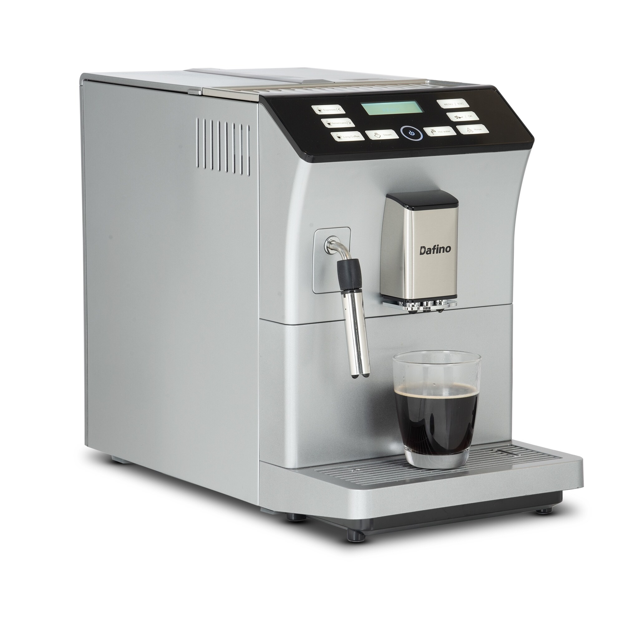 Fully Automatic Espresso Machine with Milk Frother Silver Enjoy Freshly Ground Italian Style Coffee with One Click