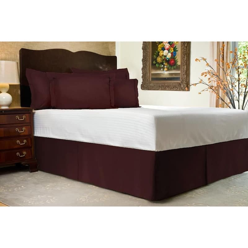 Tailored Bed Skirt, Pleated Sateen Striped Dust Ruffle with Split Corners