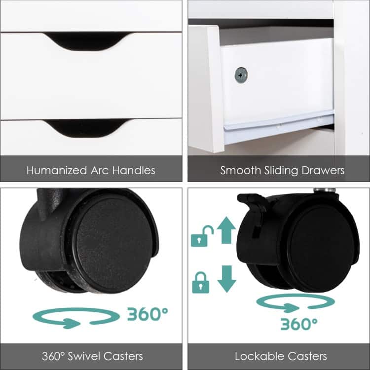 7-Drawer Chest Storage Dresser Floor Cabinet Organizer with Wheels